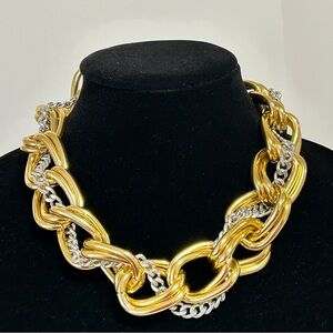 Chunky Bold Gold & Silver Tone Link Necklace 18”